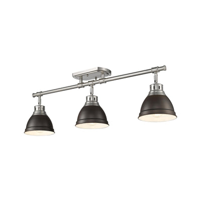 Yep by Golden Lighting Duncan 3-light Semi-Flush Mount in Pewter and Rubbed Bronze shade - - Golden Lighting