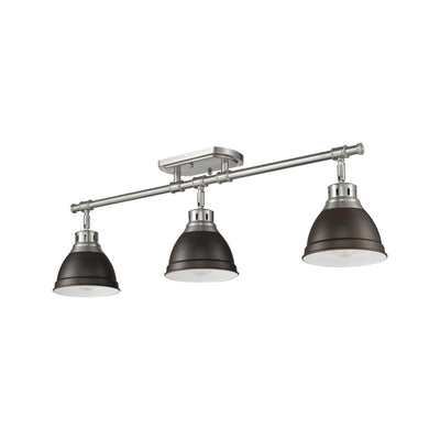 Yep by Golden Lighting Duncan 3-light Semi-Flush Mount in Pewter and Rubbed Bronze shade - - Golden Lighting