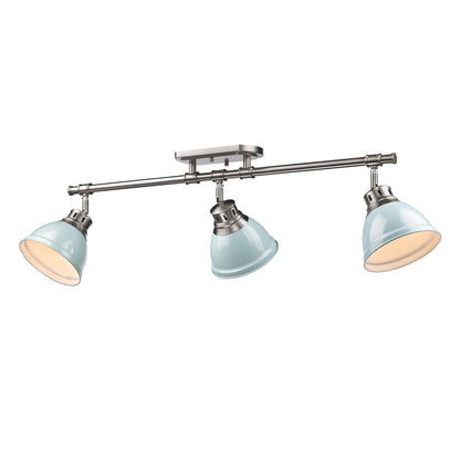 Yep by Golden Lighting Duncan 3-light Semi-Flush Mount in Pewter and Seafoam shade - - Golden Lighting