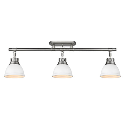 Yep by Golden Lighting Duncan 3-light Semi-Flush Mount in Pewter and Matte White shade - - Golden Lighting