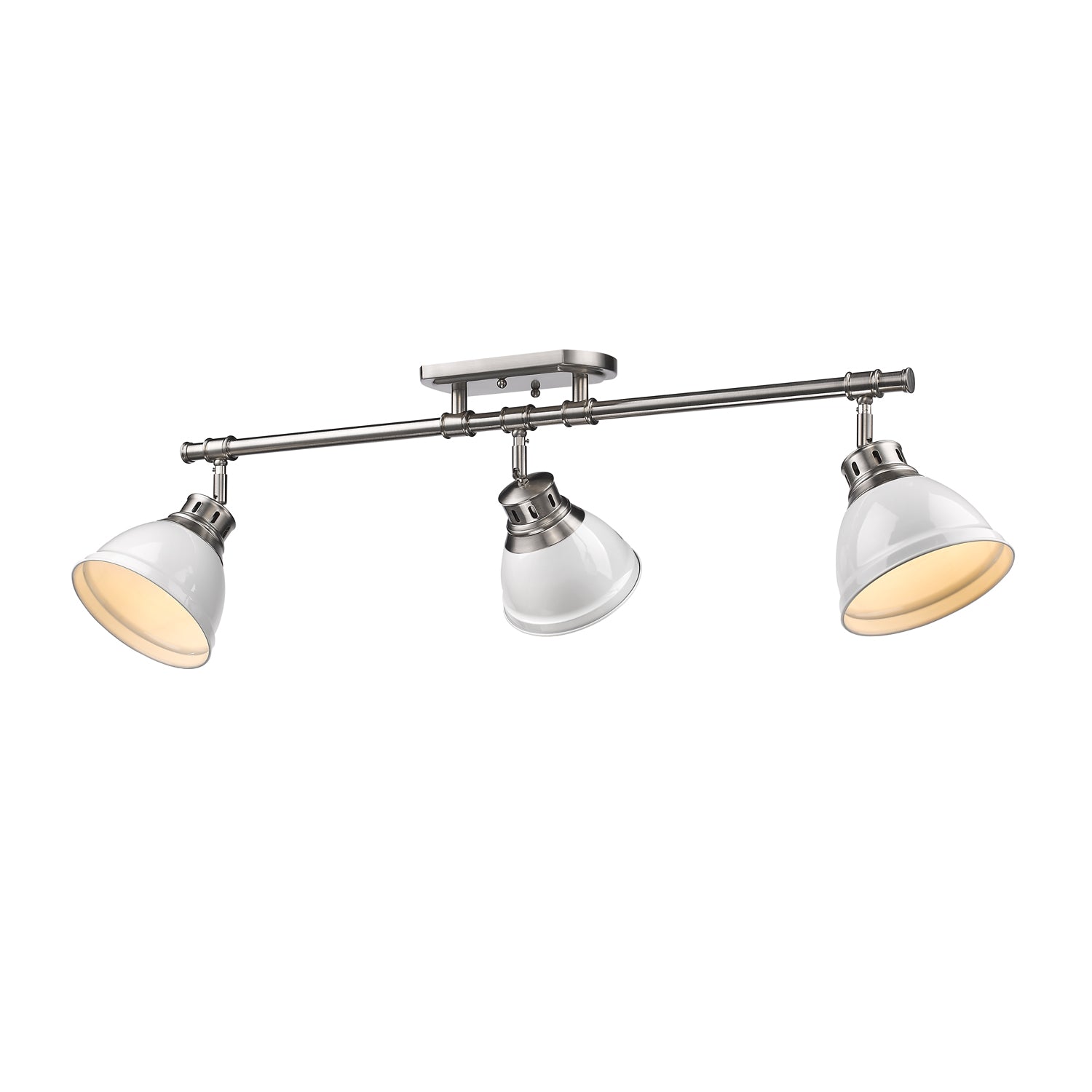 Yep by Golden Lighting Duncan 3-light Semi-Flush Mount in Pewter and White shade - - Golden Lighting