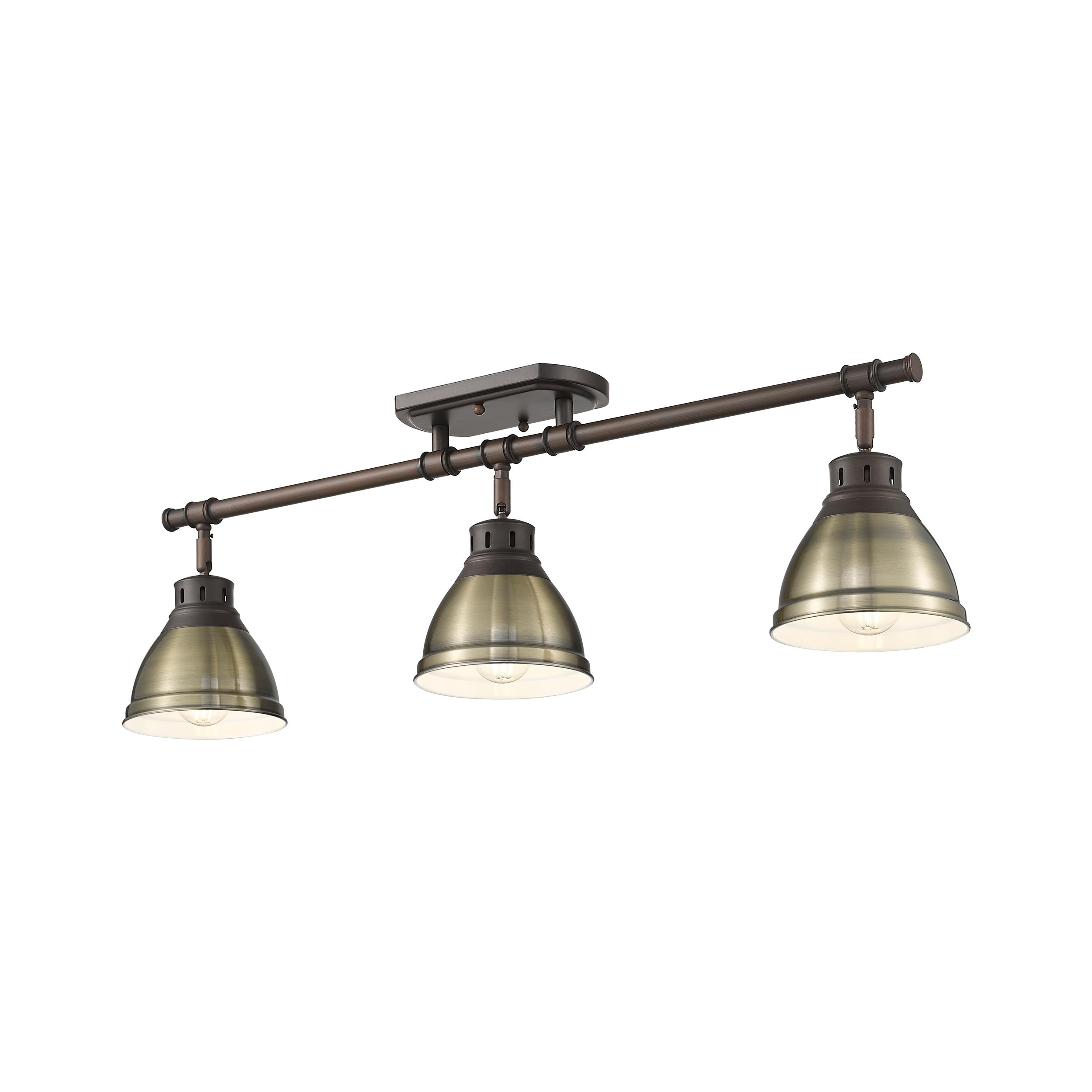 Yep by Golden Lighting Duncan 3-light Semi-Flush Mount in Rubbed Bronze and Aged Brass shade - - Golden Lighting