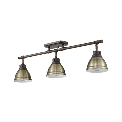 Yep by Golden Lighting Duncan 3-light Semi-Flush Mount in Rubbed Bronze and Aged Brass shade - - Golden Lighting