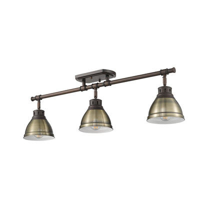 Yep by Golden Lighting Duncan 3-light Semi-Flush Mount in Rubbed Bronze and Aged Brass shade - - Golden Lighting