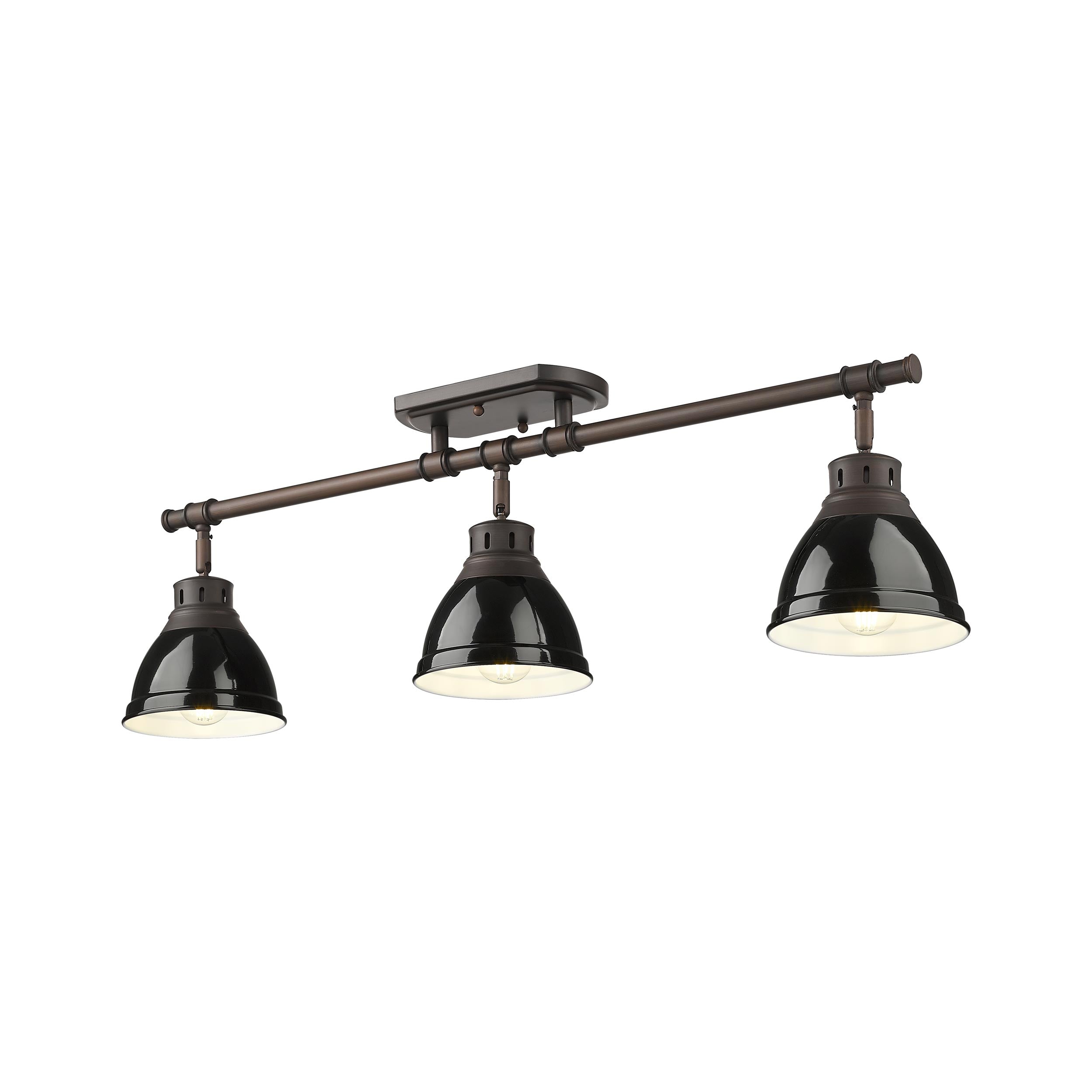 Yep by Golden Lighting Duncan 3-light Semi-Flush Mount in Rubbed Bronze and Black shade - - Golden Lighting