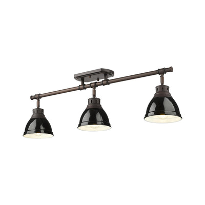 Yep by Golden Lighting Duncan 3-light Semi-Flush Mount in Rubbed Bronze and Black shade - - Golden Lighting