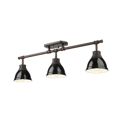 Yep by Golden Lighting Duncan 3-light Semi-Flush Mount in Rubbed Bronze and Black shade - - Golden Lighting