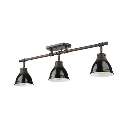 Yep by Golden Lighting Duncan 3-light Semi-Flush Mount in Rubbed Bronze and Black shade - - Golden Lighting