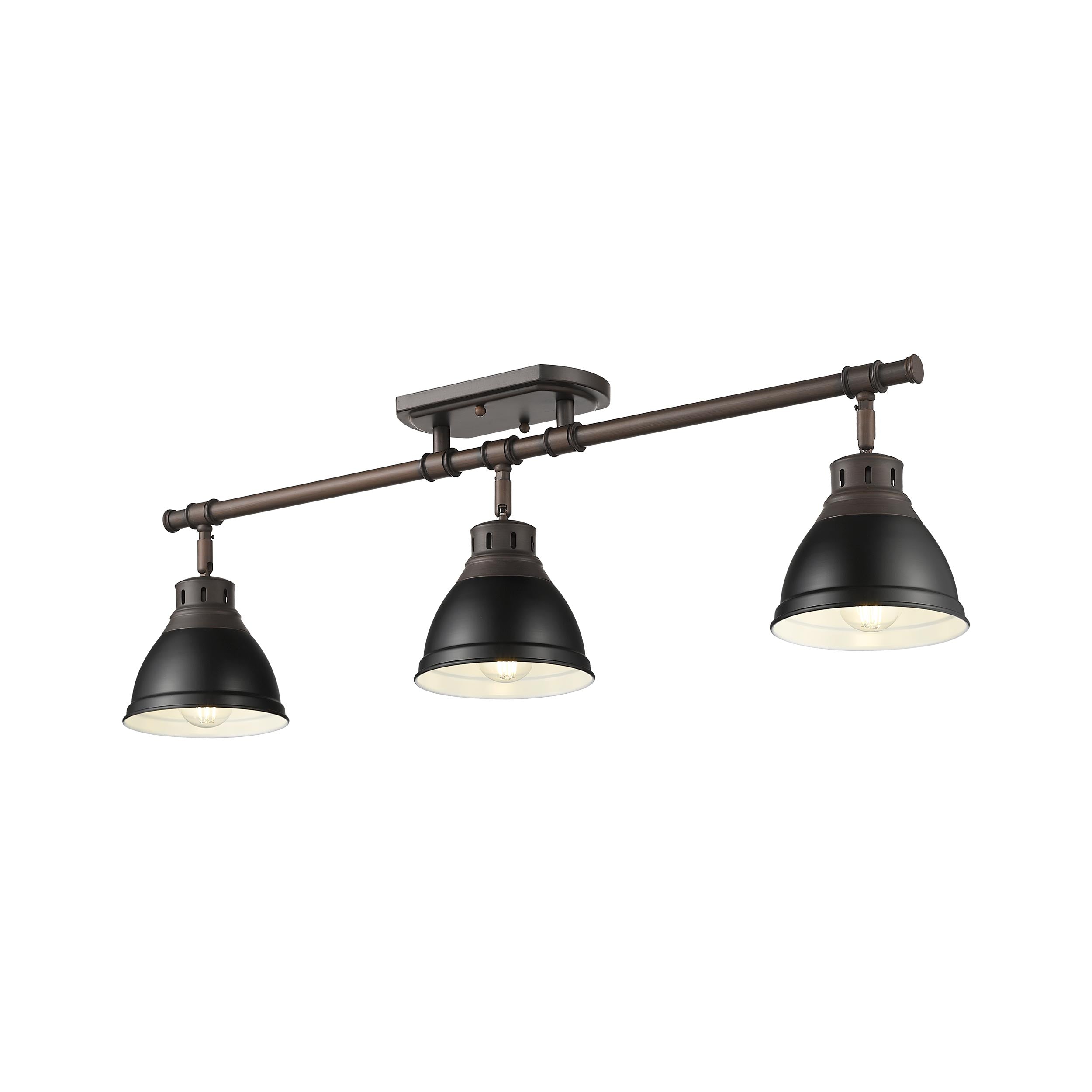 Yep by Golden Lighting Duncan 3-light Semi-Flush Mount in Rubbed Bronze and Matte Black shade - - Golden Lighting