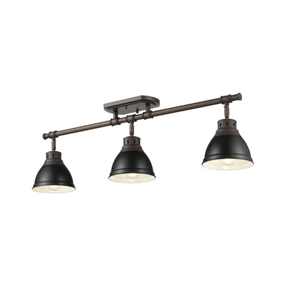 Yep by Golden Lighting Duncan 3-light Semi-Flush Mount in Rubbed Bronze and Matte Black shade - - Golden Lighting