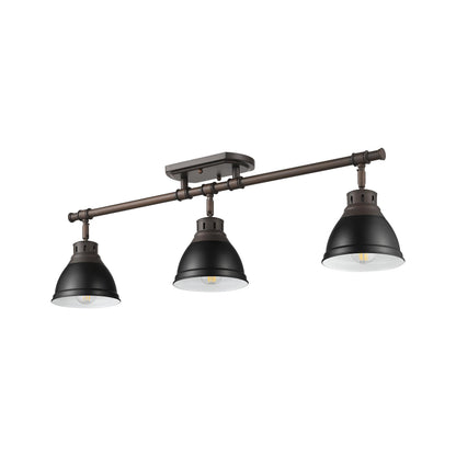 Yep by Golden Lighting Duncan 3-light Semi-Flush Mount in Rubbed Bronze and Matte Black shade - - Golden Lighting