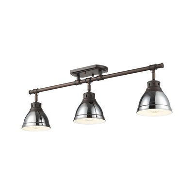 Yep by Golden Lighting Duncan 3-light Semi-Flush Mount in Rubbed Bronze and Chrome shade - - Golden Lighting