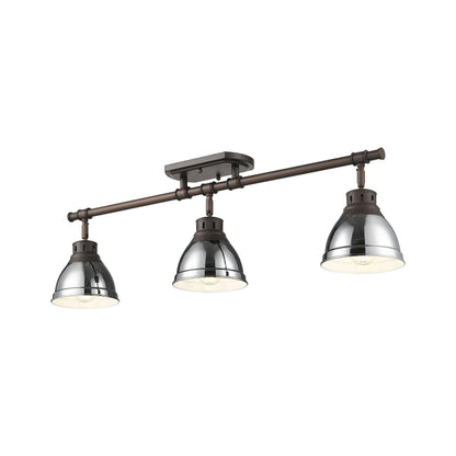 Yep by Golden Lighting Duncan 3-light Semi-Flush Mount in Rubbed Bronze and Chrome shade - - Golden Lighting
