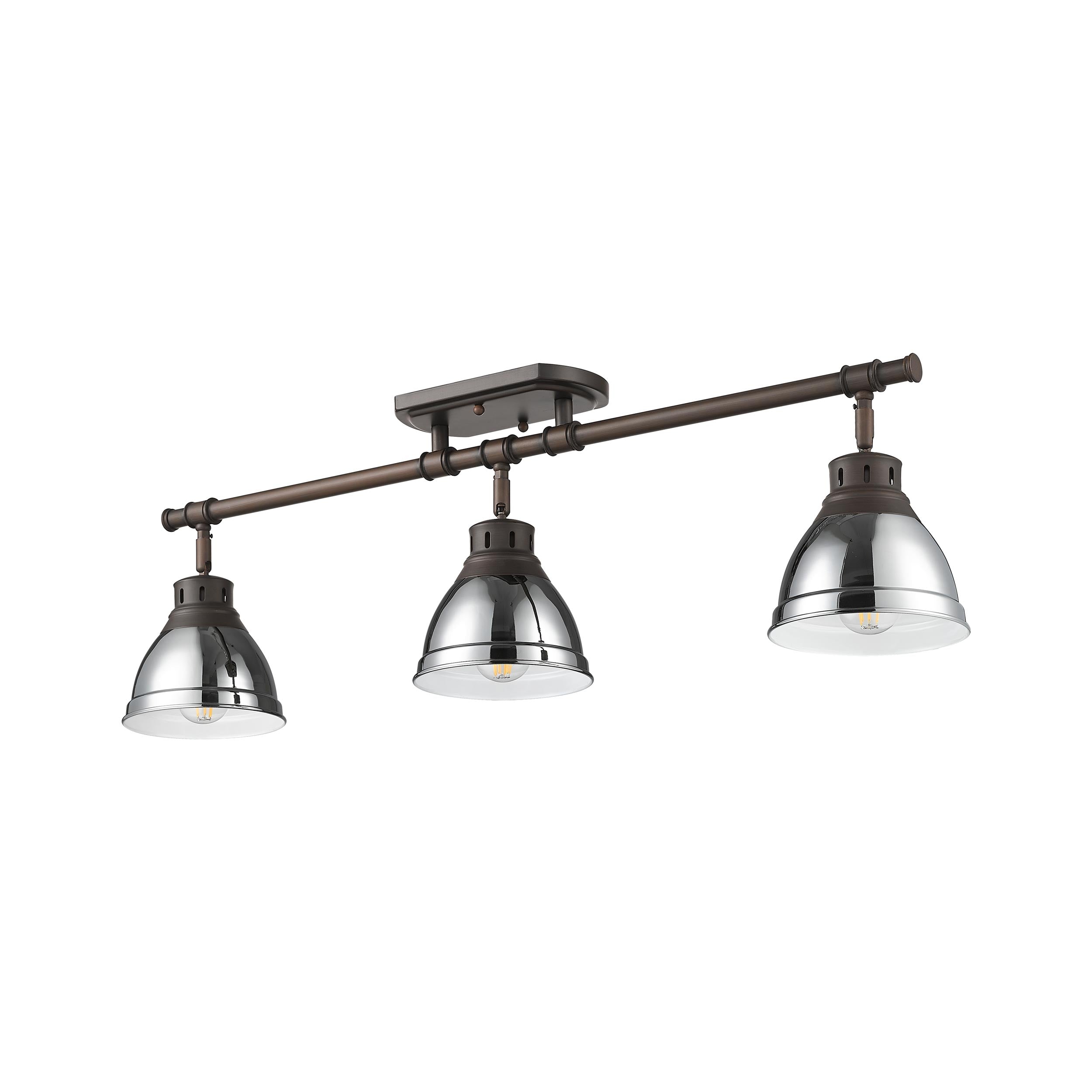 Yep by Golden Lighting Duncan 3-light Semi-Flush Mount in Rubbed Bronze and Chrome shade - - Golden Lighting