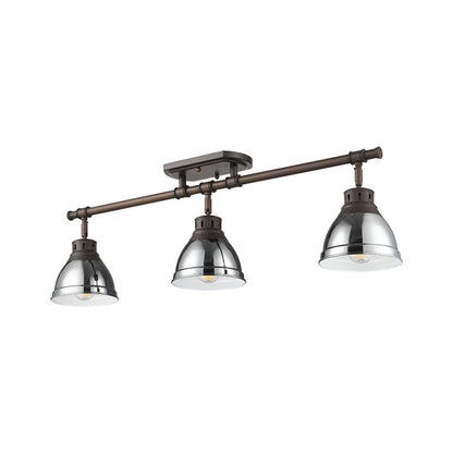 Yep by Golden Lighting Duncan 3-light Semi-Flush Mount in Rubbed Bronze and Chrome shade - - Golden Lighting