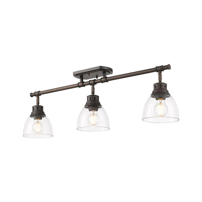 Yep by Golden Lighting Duncan 3-light Semi-Flush Mount in Rubbed Bronze and Clear Glass - - Golden Lighting