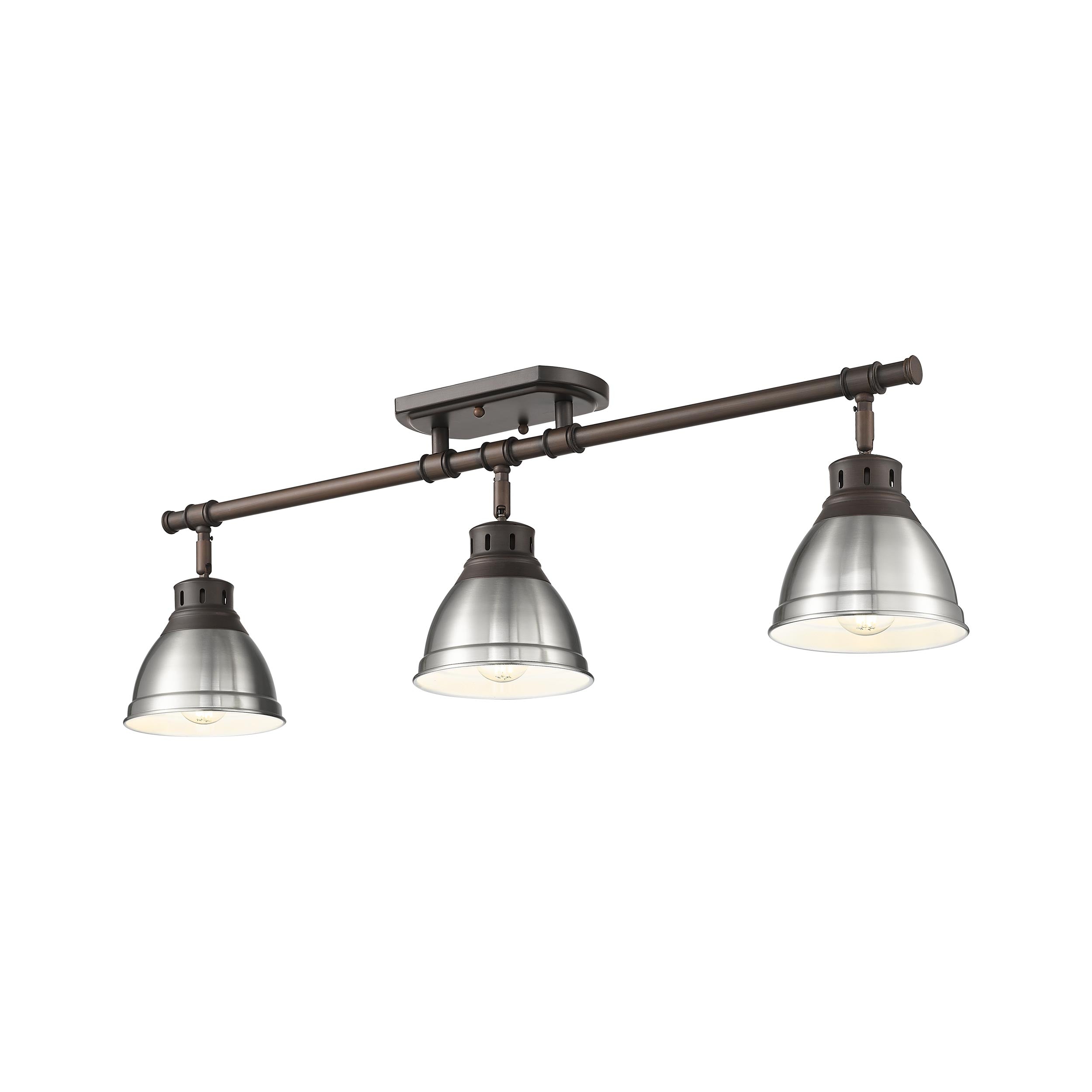 Yep by Golden Lighting Duncan 3-light Semi-Flush Mount in Rubbed Bronze and Pewter shade - - Golden Lighting