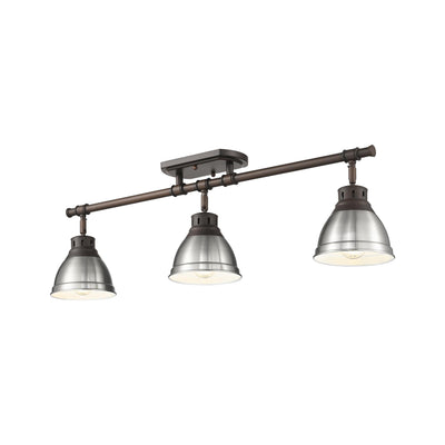 Yep by Golden Lighting Duncan 3-light Semi-Flush Mount in Rubbed Bronze and Pewter shade - - Golden Lighting