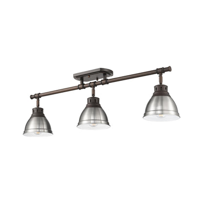 Yep by Golden Lighting Duncan 3-light Semi-Flush Mount in Rubbed Bronze and Pewter shade - - Golden Lighting