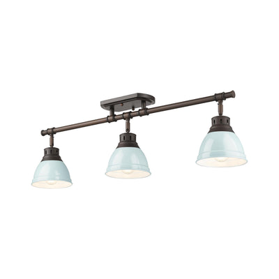 Yep by Golden Lighting Duncan 3-light Semi-Flush Mount in Rubbed Bronze and Seafoam shade - - Golden Lighting
