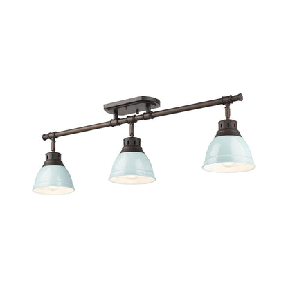 Yep by Golden Lighting Duncan 3-light Semi-Flush Mount in Rubbed Bronze and Seafoam shade - - Golden Lighting