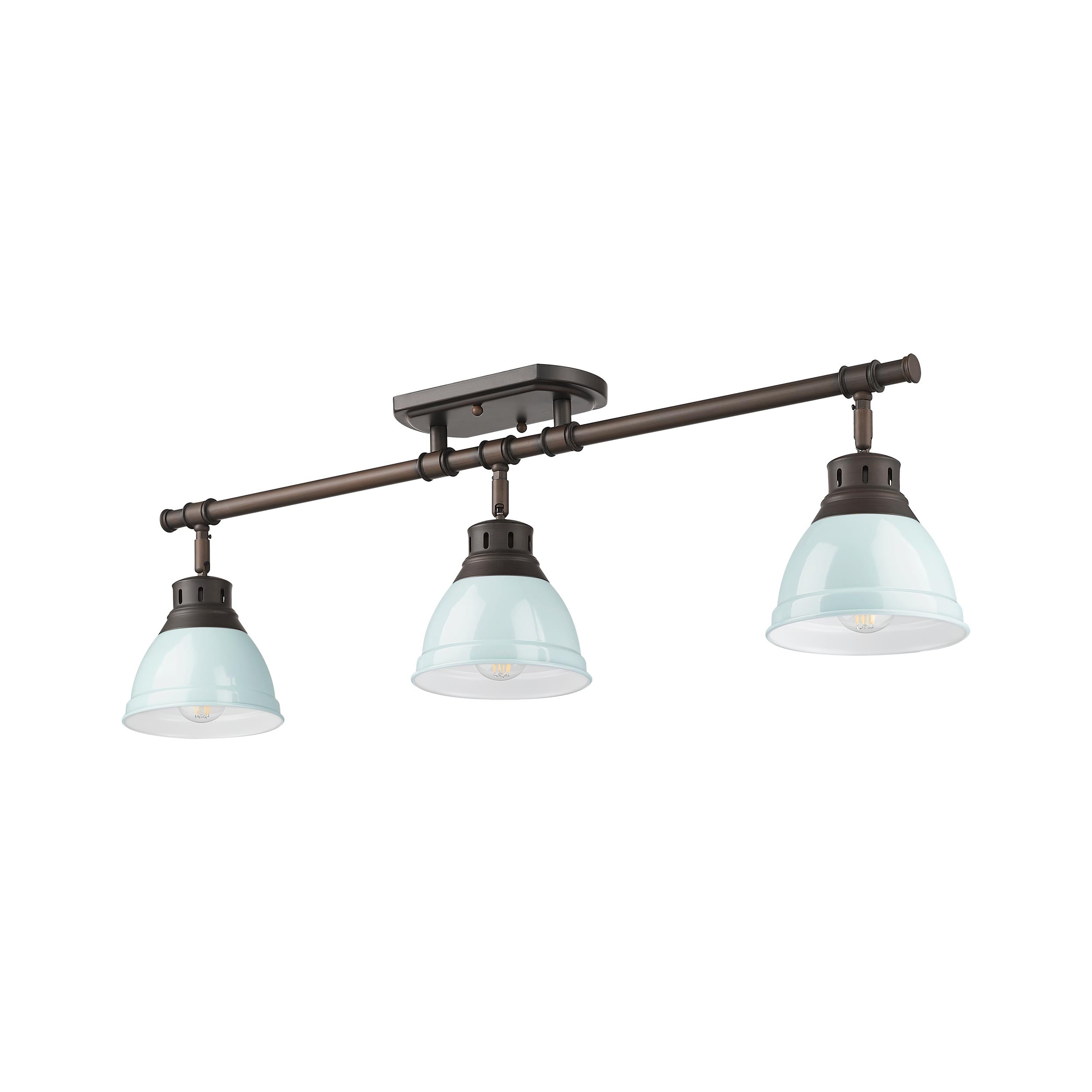 Yep by Golden Lighting Duncan 3-light Semi-Flush Mount in Rubbed Bronze and Seafoam shade - - Golden Lighting