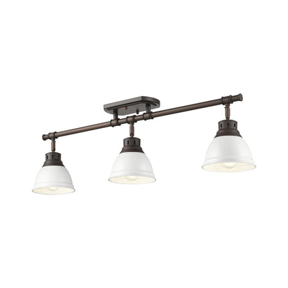 Yep by Golden Lighting Duncan 3-light Semi-Flush Mount in Rubbed Bronze and Matte White shade - - Golden Lighting