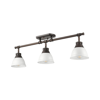 Yep by Golden Lighting Duncan 3-light Semi-Flush Mount in Rubbed Bronze and Matte White shade - - Golden Lighting