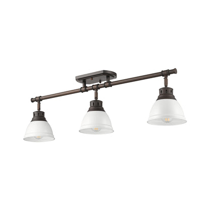 Yep by Golden Lighting Duncan 3-light Semi-Flush Mount in Rubbed Bronze and Matte White shade - - Golden Lighting