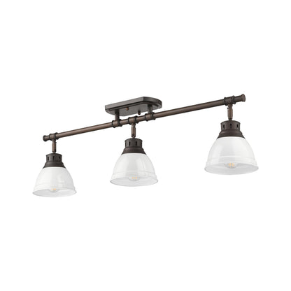 Yep by Golden Lighting Duncan 3-light Semi-Flush Mount in Rubbed Bronze and White shade - - Golden Lighting