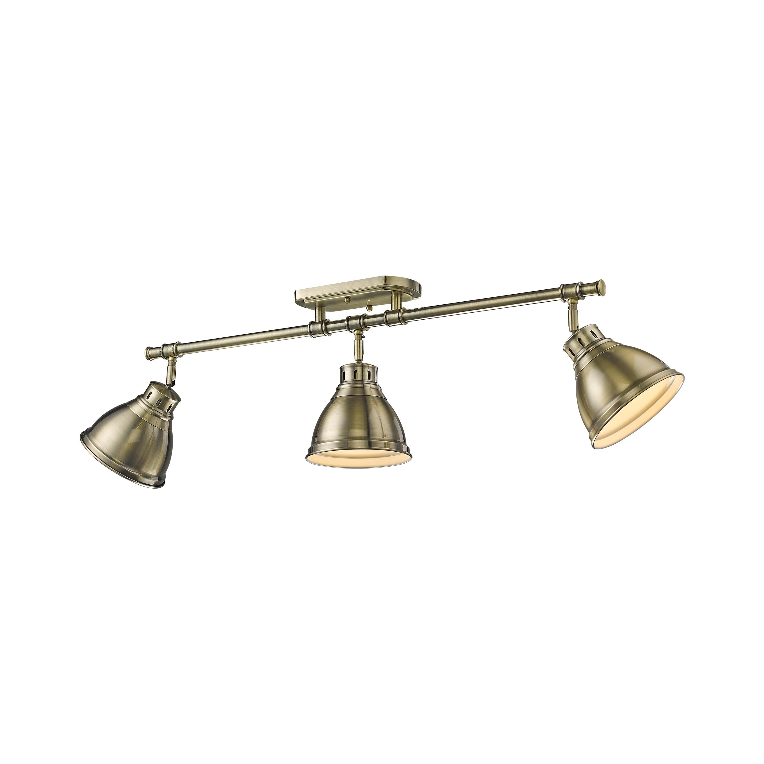 Duncan 3-Light Semi-Flush - Track Light in Aged Brass with Aged Brass - - Golden Lighting