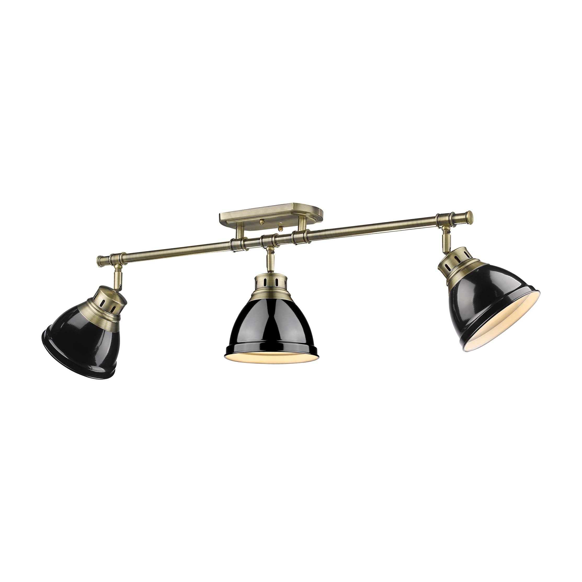 Yep by Golden Lighting Duncan 3-light Semi-Flush Mount in Aged Brass and Black shade