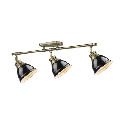 Yep by Golden Lighting Duncan 3-light Semi-Flush Mount in Aged Brass and Black shade - - Golden Lighting
