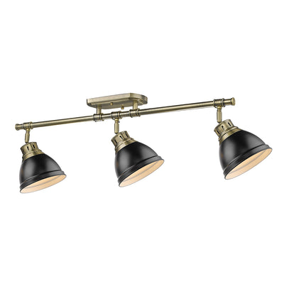 Yep by Golden Lighting Duncan 3-light Semi-Flush Mount in Aged Brass and Matte Black shade - - Golden Lighting
