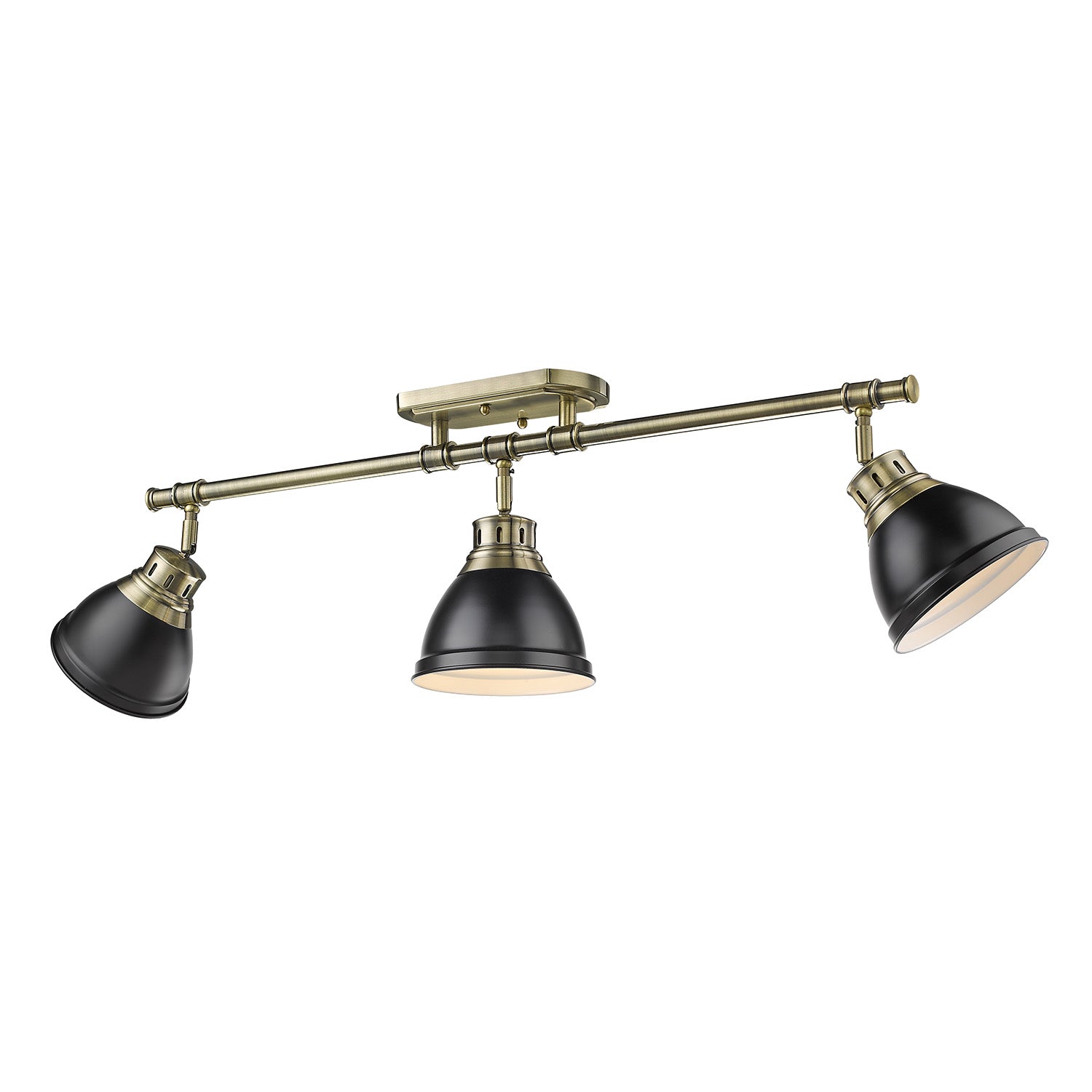 Duncan 3-Light Semi-Flush - Track Light in Aged Brass with Matte Black - - Golden Lighting