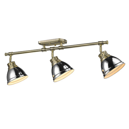 Yep by Golden Lighting Duncan 3-light Semi-Flush Mount in Aged Brass and Chrome shade - - Golden Lighting