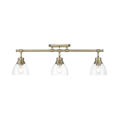 Yep by Golden Lighting Duncan 3-light Semi-Flush Mount in Aged Brass and Clear Glass - - Golden Lighting