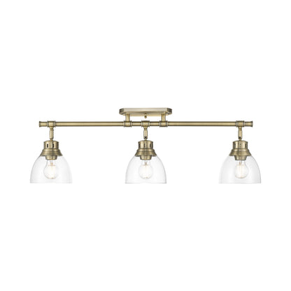 Yep by Golden Lighting Duncan 3-light Semi-Flush Mount in Aged Brass and Clear Glass - - Golden Lighting
