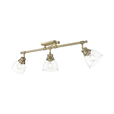 Yep by Golden Lighting Duncan 3-light Semi-Flush Mount in Aged Brass and Clear Glass - Default Title - Golden Lighting