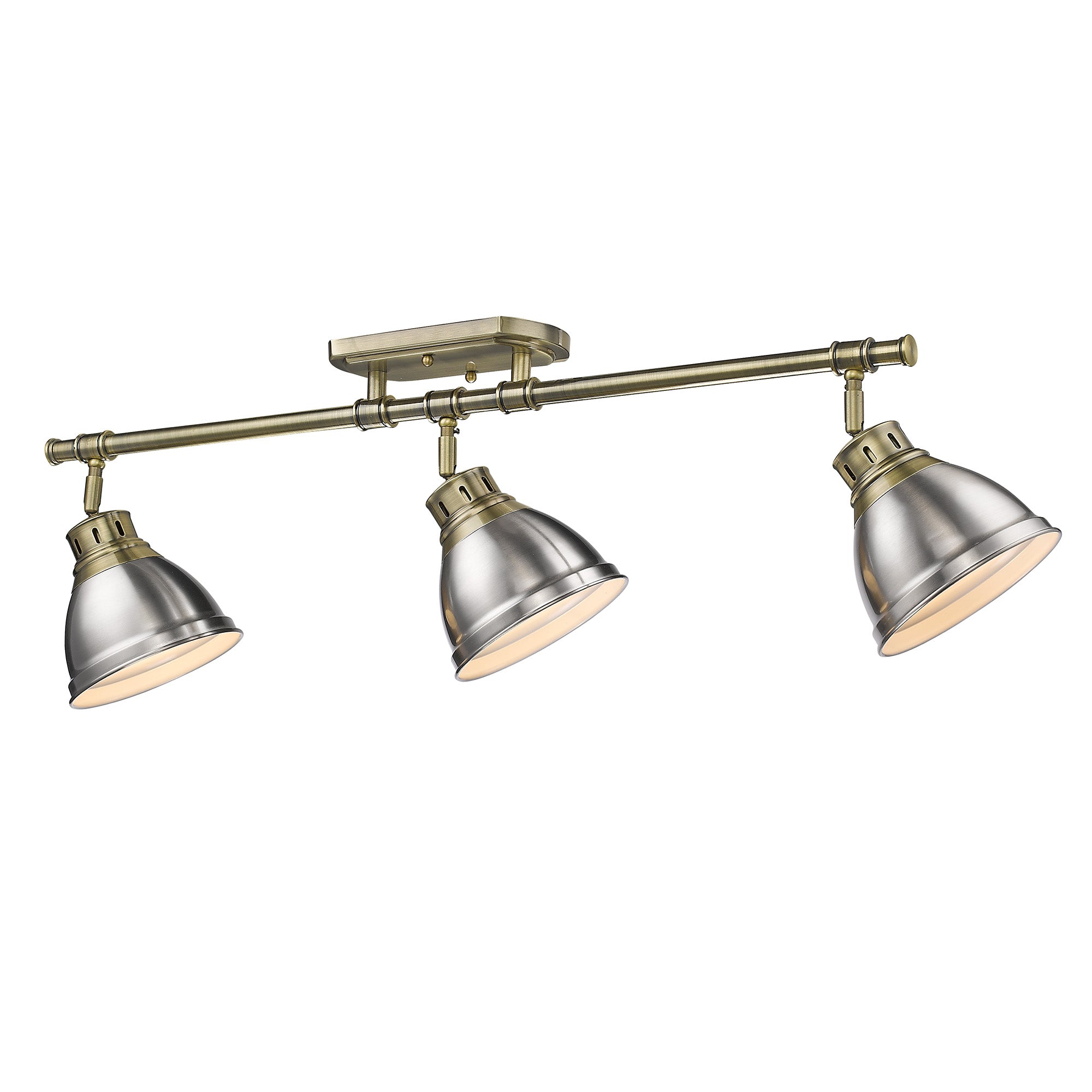Yep by Golden Lighting Duncan 3-light Semi-Flush Mount in Aged Brass and Pewter shade - - Golden Lighting