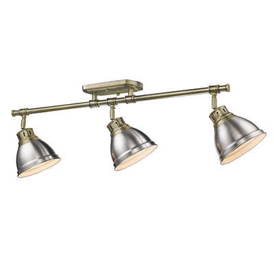 Yep by Golden Lighting Duncan 3-light Semi-Flush Mount in Aged Brass and Pewter shade - - Golden Lighting