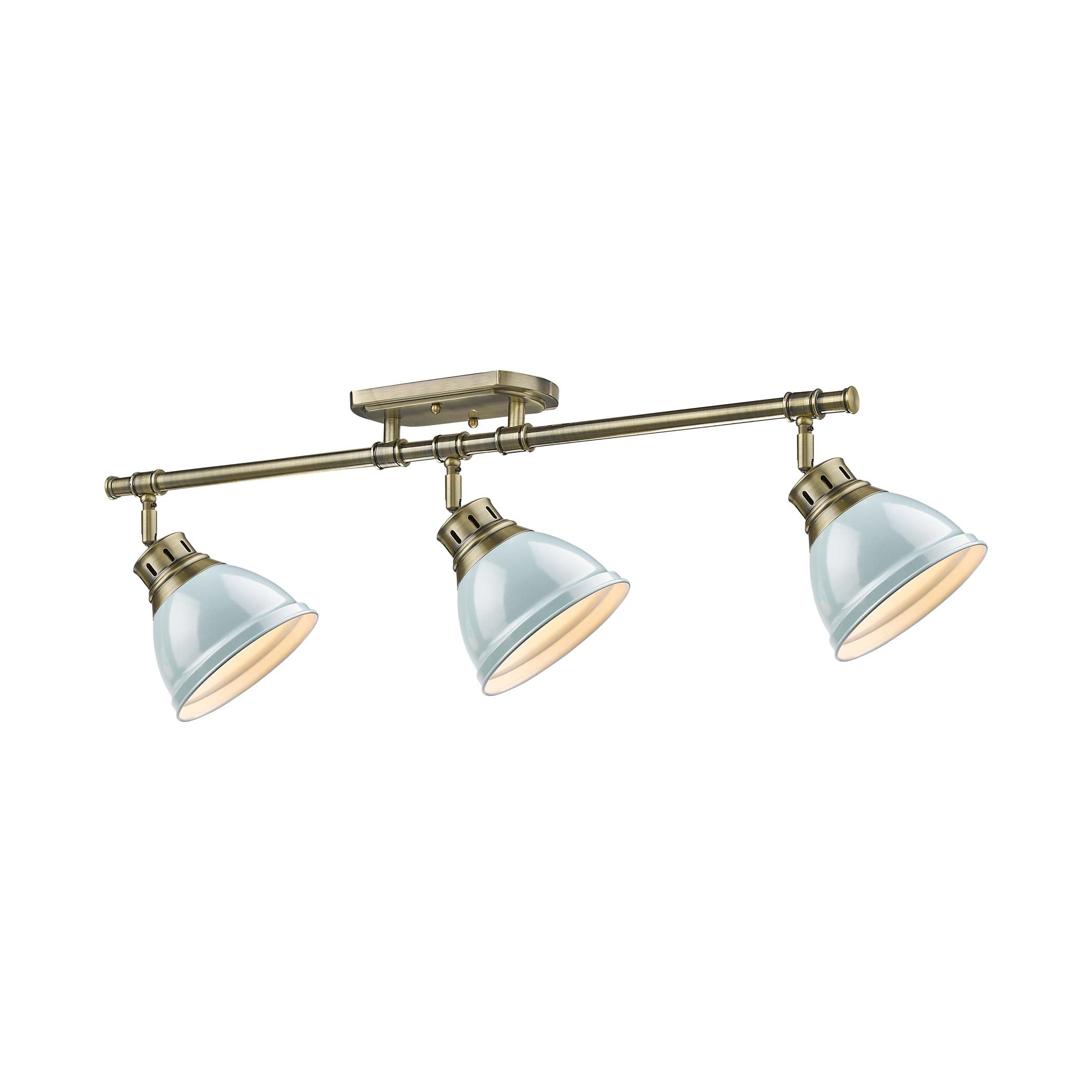 Yep by Golden Lighting Duncan 3-light Semi-Flush Mount in Aged Brass and Seafoam shade - - Golden Lighting