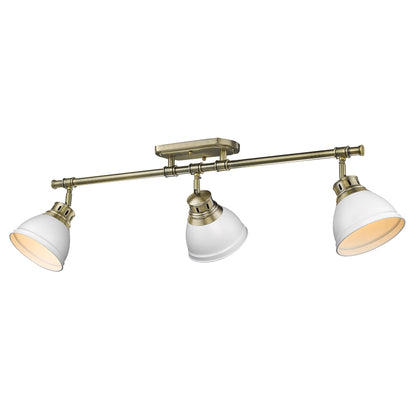 Yep by Golden Lighting Duncan 3-light Semi-Flush Mount in Aged Brass and Matte White shade