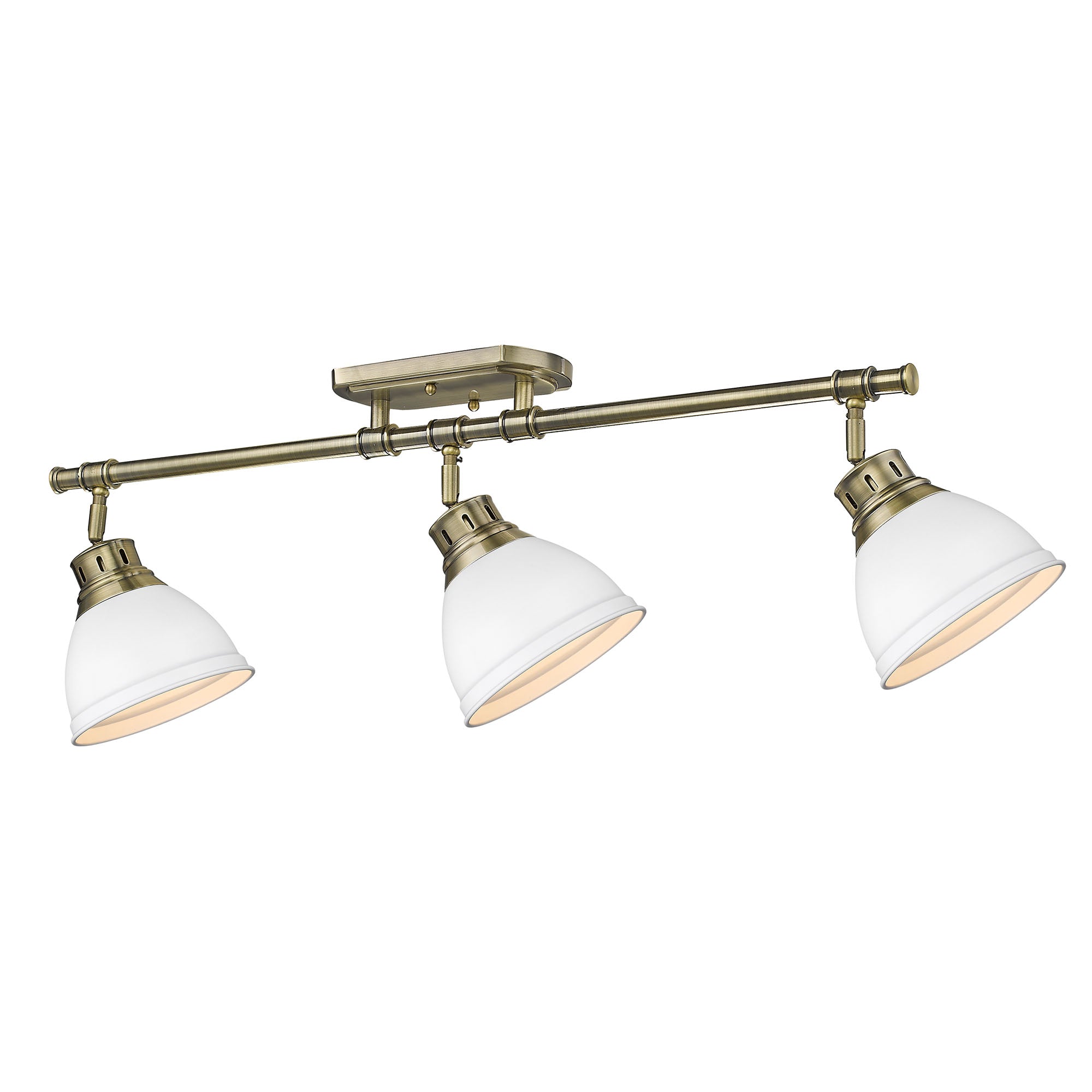 Yep by Golden Lighting Duncan 3-light Semi-Flush Mount in Aged Brass and Matte White shade - - Golden Lighting