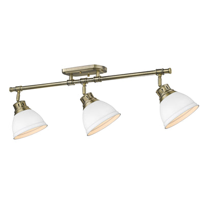 Yep by Golden Lighting Duncan 3-light Semi-Flush Mount in Aged Brass and Matte White shade - - Golden Lighting