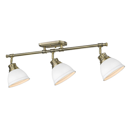 Yep by Golden Lighting Duncan 3-light Semi-Flush Mount in Aged Brass and Matte White shade - - Golden Lighting