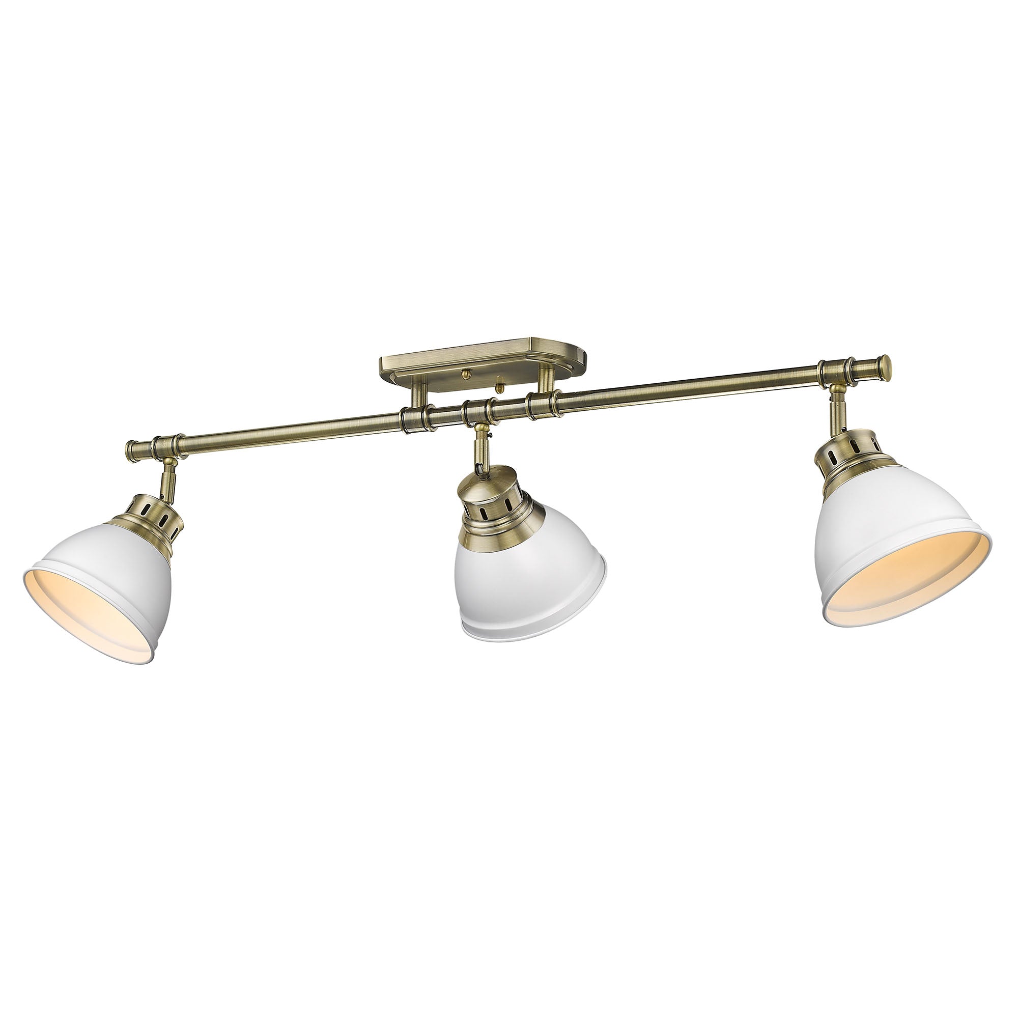 Duncan 3-Light Semi-Flush - Track Light in Aged Brass with Matte white - - Golden Lighting