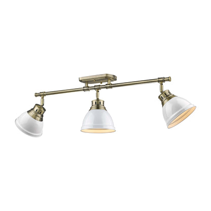 Yep by Golden Lighting Duncan 3-light Semi-Flush Mount in Aged Brass and White shade