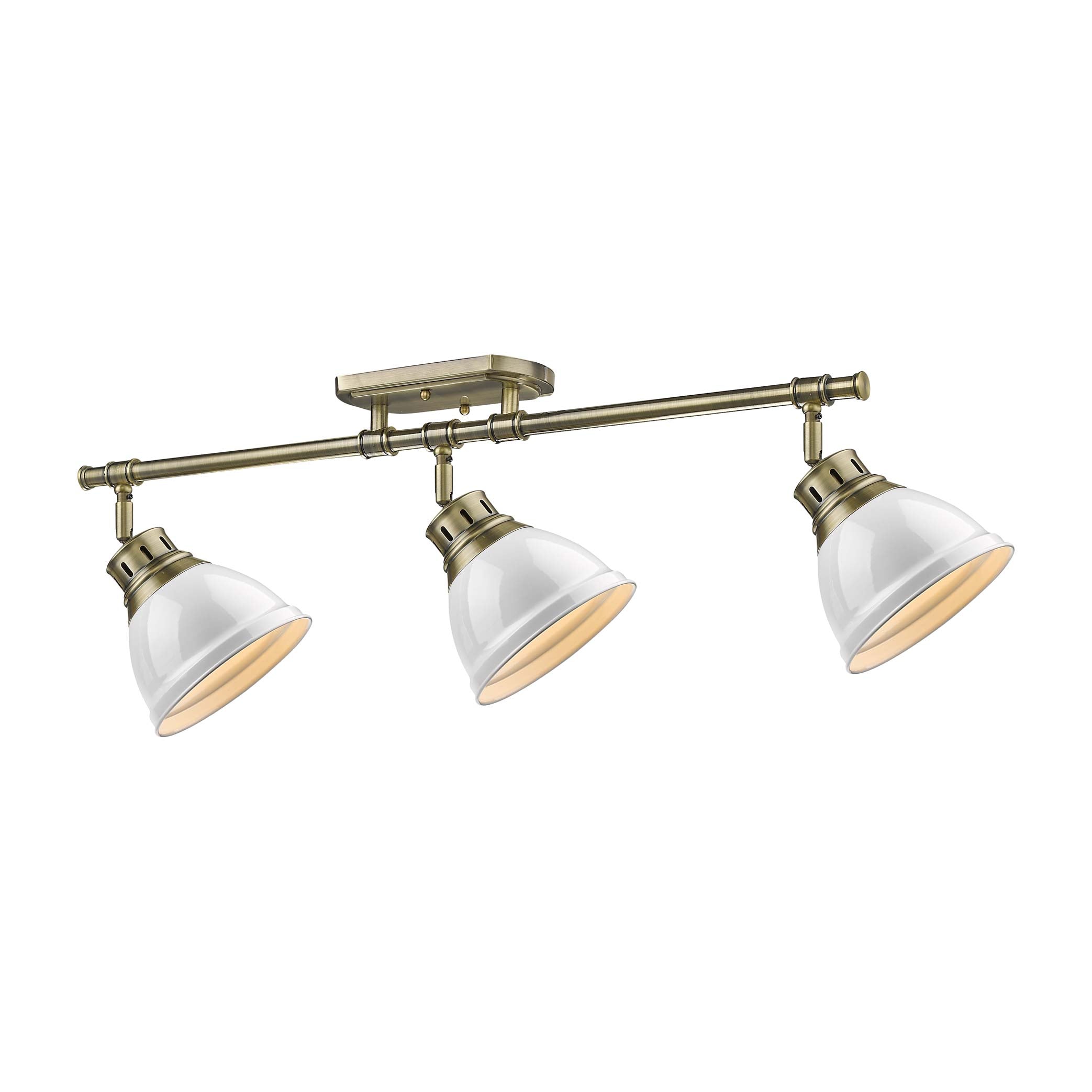 Yep by Golden Lighting Duncan 3-light Semi-Flush Mount in Aged Brass and White shade - - Golden Lighting