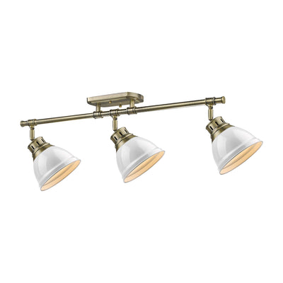 Yep by Golden Lighting Duncan 3-light Semi-Flush Mount in Aged Brass and White shade - - Golden Lighting